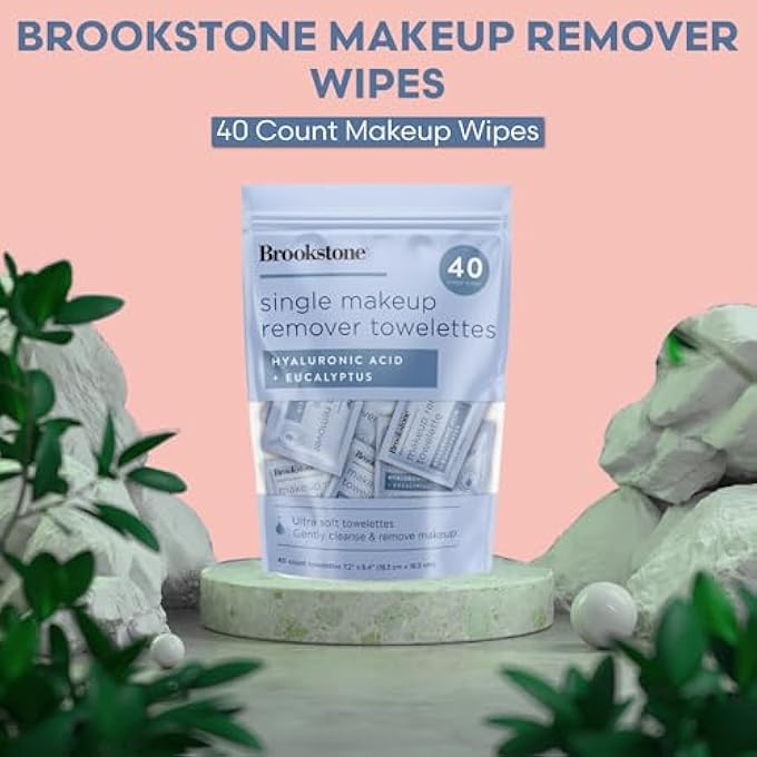PinkSky BROOKSTONE INDIVIDUAL MAKEUP REMOVER WIPES - ULTRA SOFT, MAKEUP REMOVER WIPE INDIVIDUALLY WRAPPED, GENTLY CLEANSE & REMOVE MAKEUP, 40 COUNT MAKEUP WIPES INDIVIDUALLY WRAPPED - Image 2